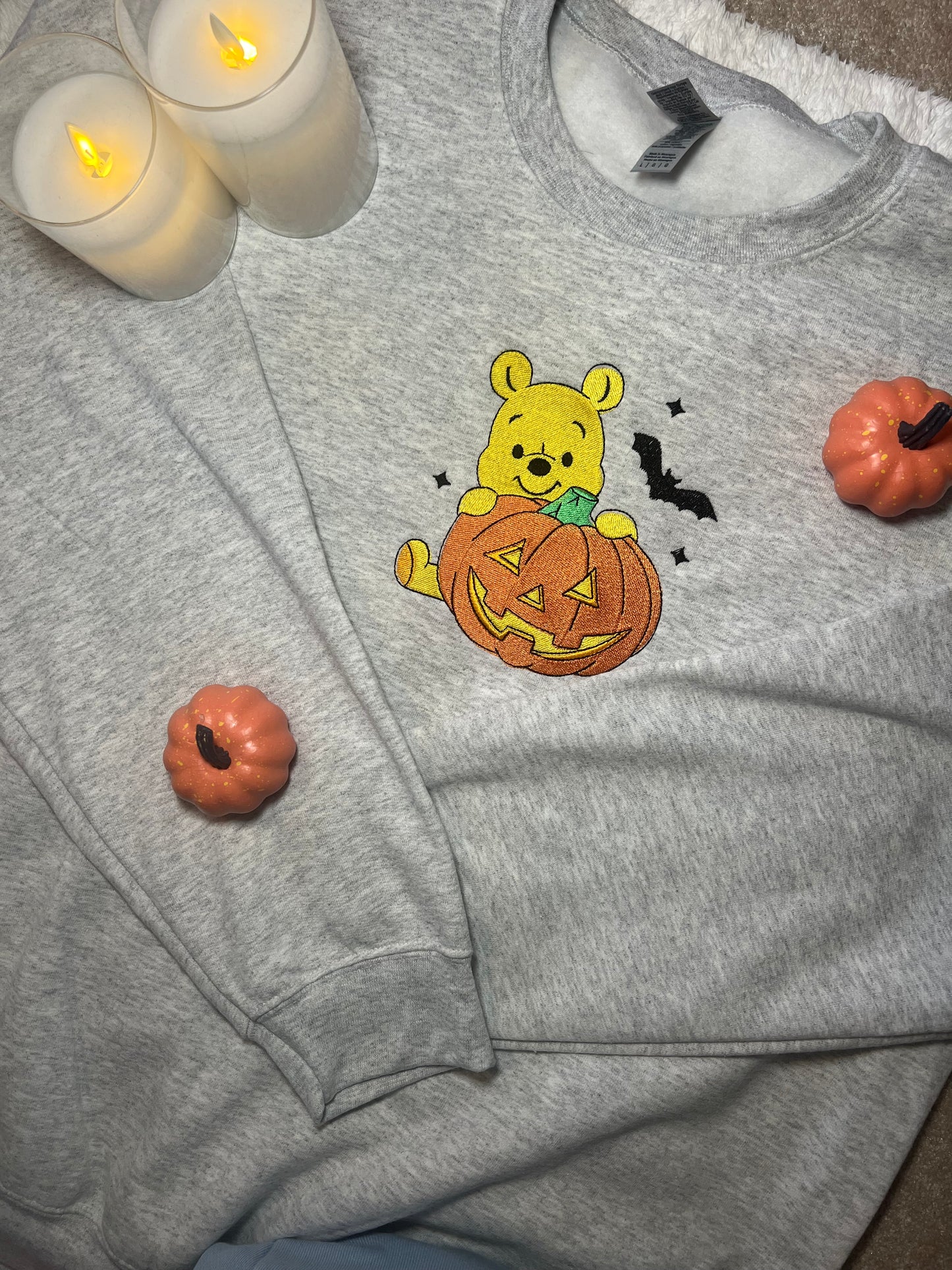 Pooh Pumpkin Embroidered Crewneck Sweatshirt