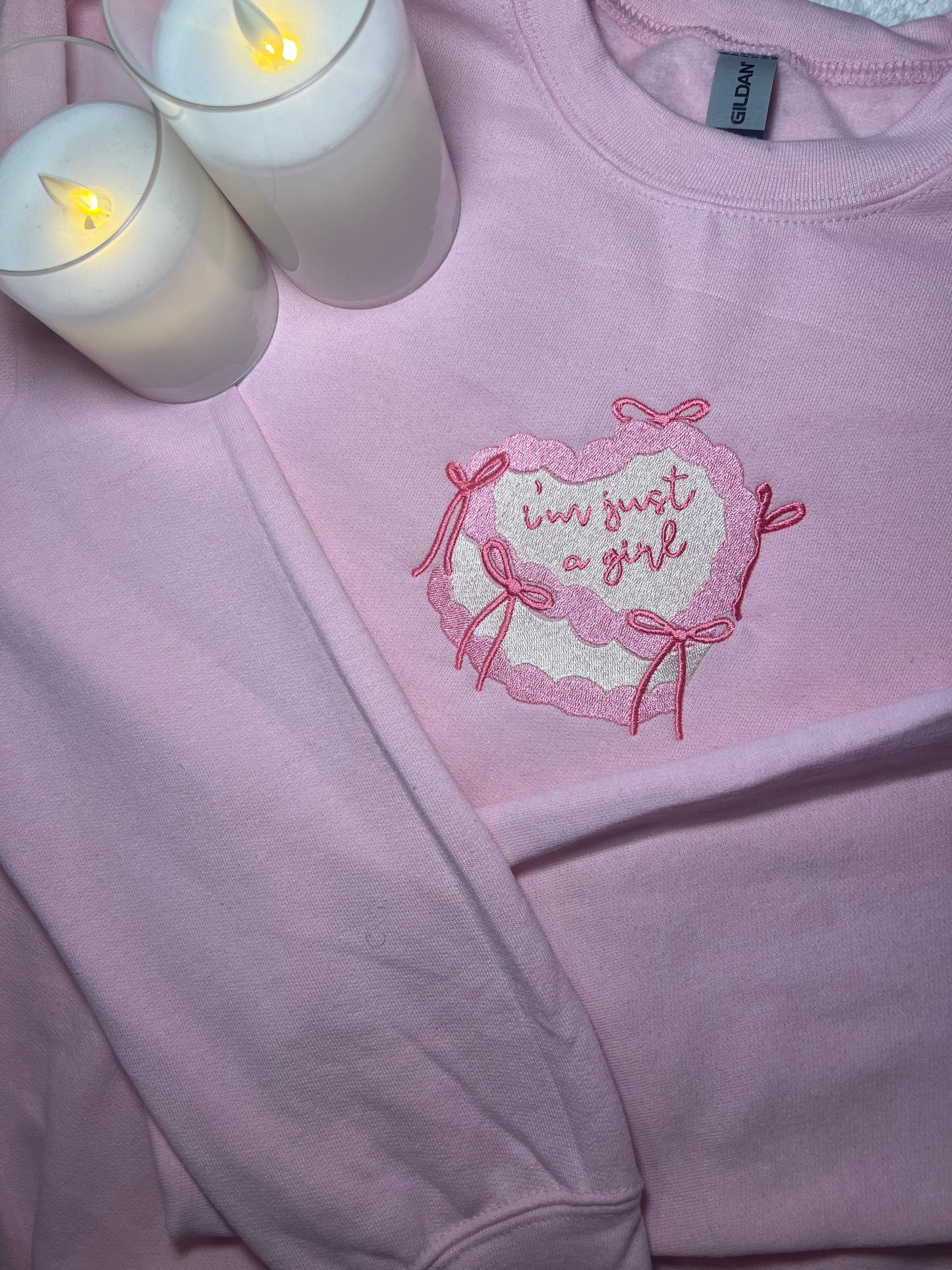 I'm Just a Girl Embroidered Crewneck Sweatshirt