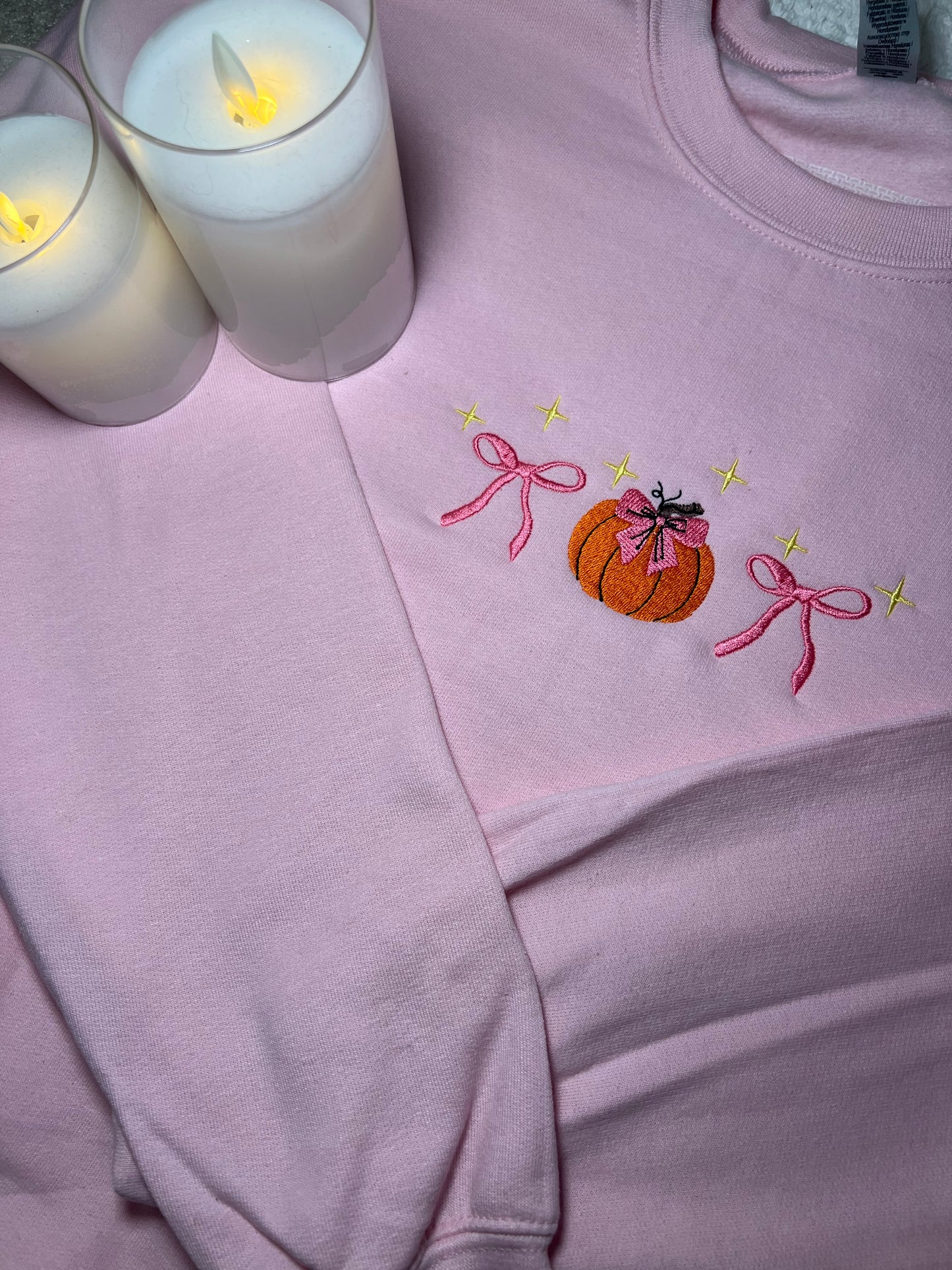 Pumpkin Sparkle Embroidered Crewneck Sweatshirt