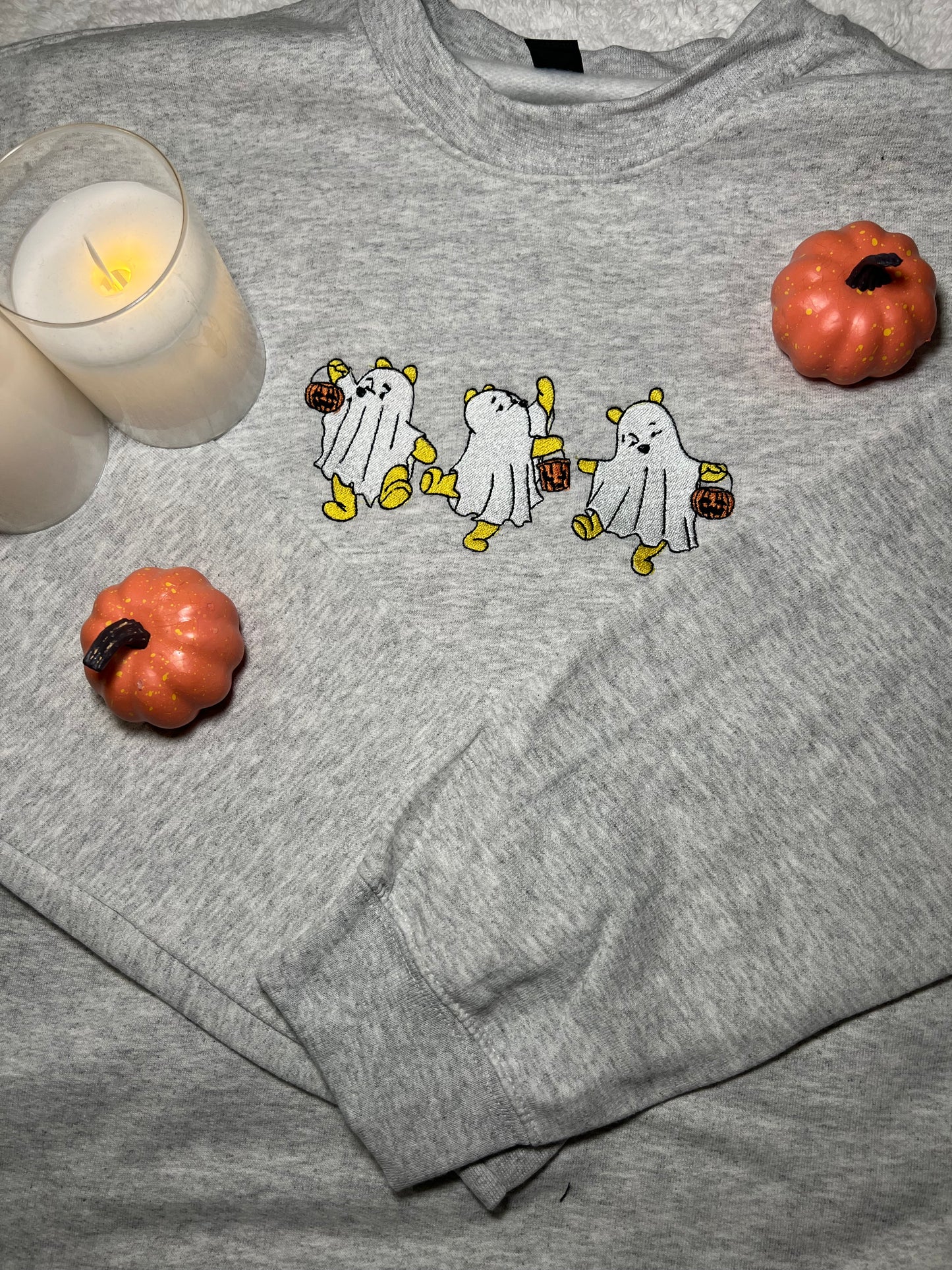 Pooh Ghosts Embroidered Crewneck Sweatshirt