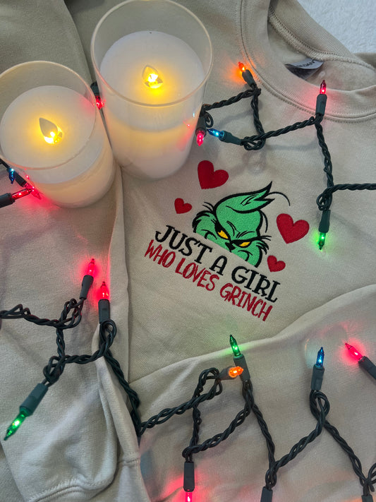 Just a Girl Christmas Embroidered Crewneck