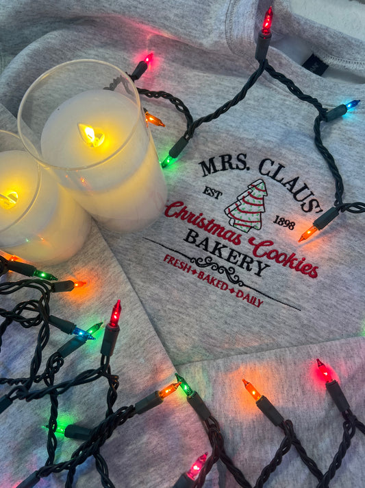 Mrs Claus Cookies Embroidered Crewneck Sweatshirt